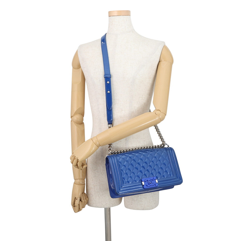 CHANEL Boy Chanel ChainShoulder Bag BlueA67086 Patent Leather Size 25