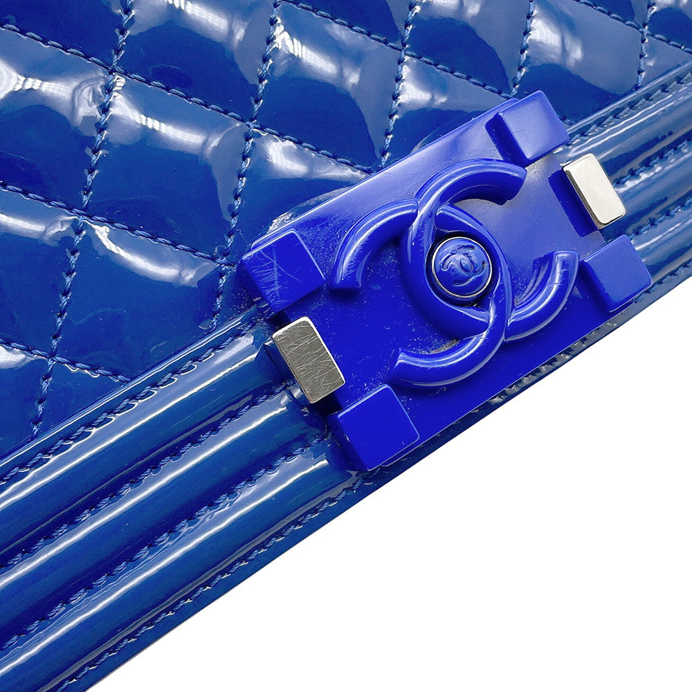 CHANEL Boy Chanel ChainShoulder Bag BlueA67086 Patent Leather Size 25