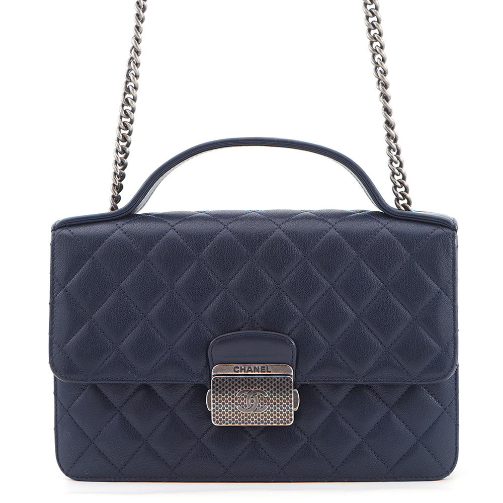 CHANEL CC University Chain Shoulder Bag NavyA93537 Leather