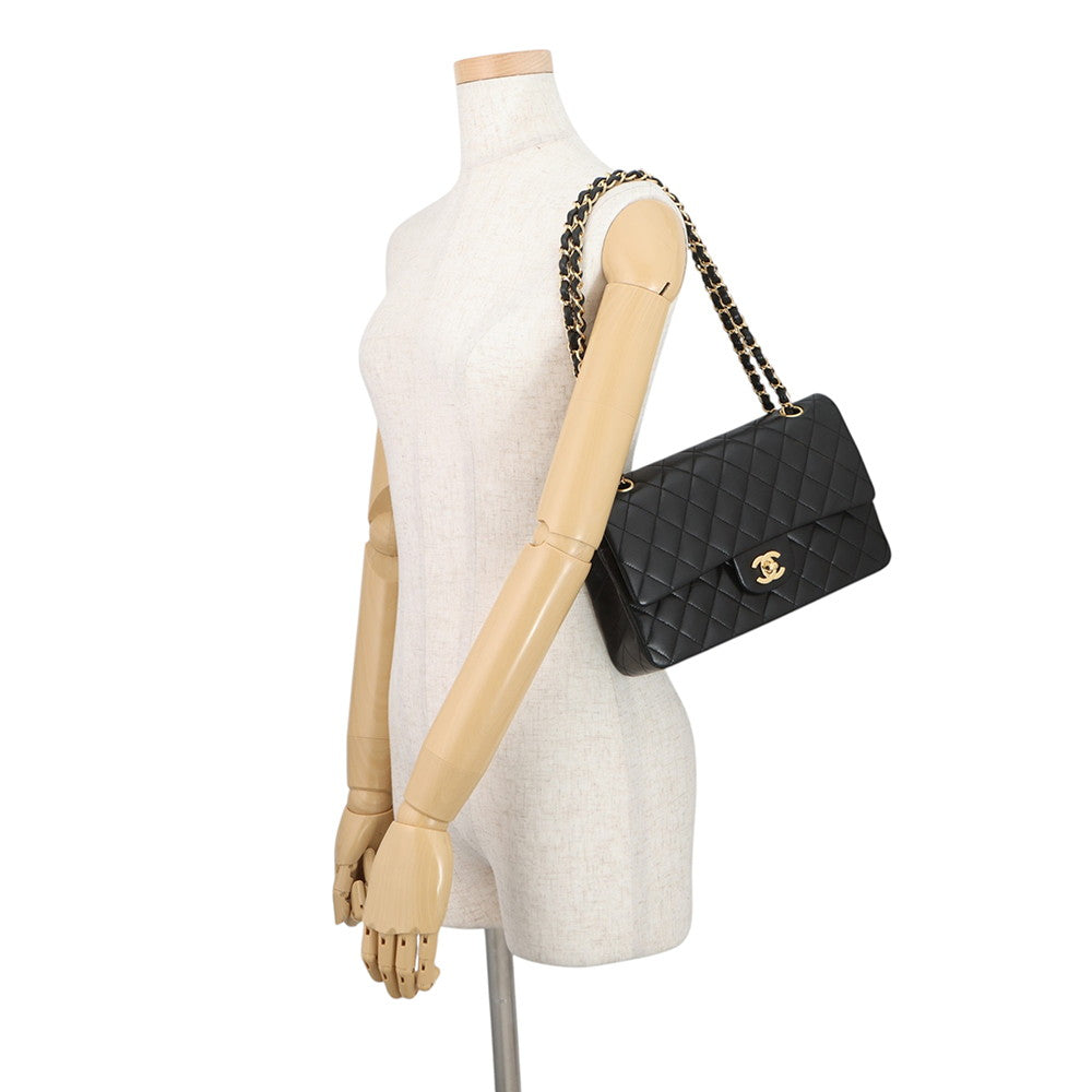 CHANEL Matelasse Double Flap ChainShoulder Bag Black/RedA01112 Lambskin Size 25