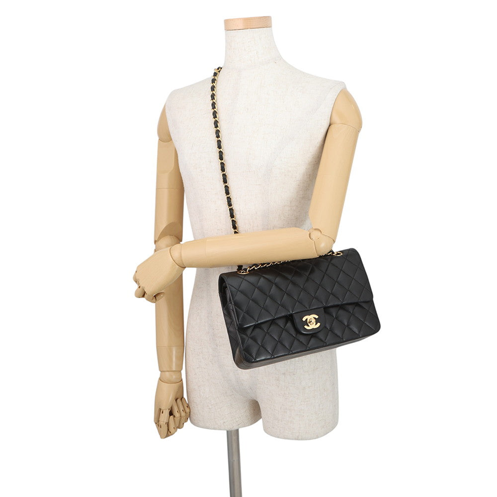 CHANEL Matelasse Double Flap ChainShoulder Bag Black/RedA01112 Lambskin Size 25