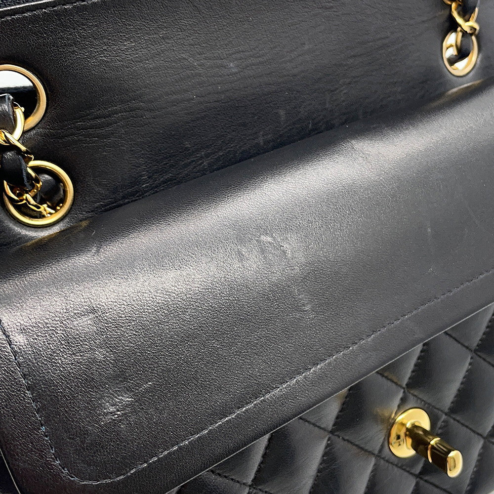 CHANEL Matelasse Double Flap ChainShoulder Bag Black/RedA01112 Lambskin Size 25
