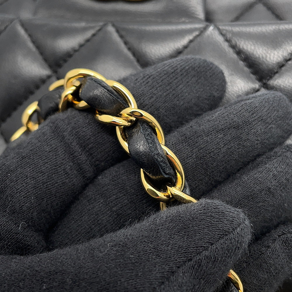 CHANEL Matelasse Double Flap ChainShoulder Bag Black/RedA01112 Lambskin Size 25