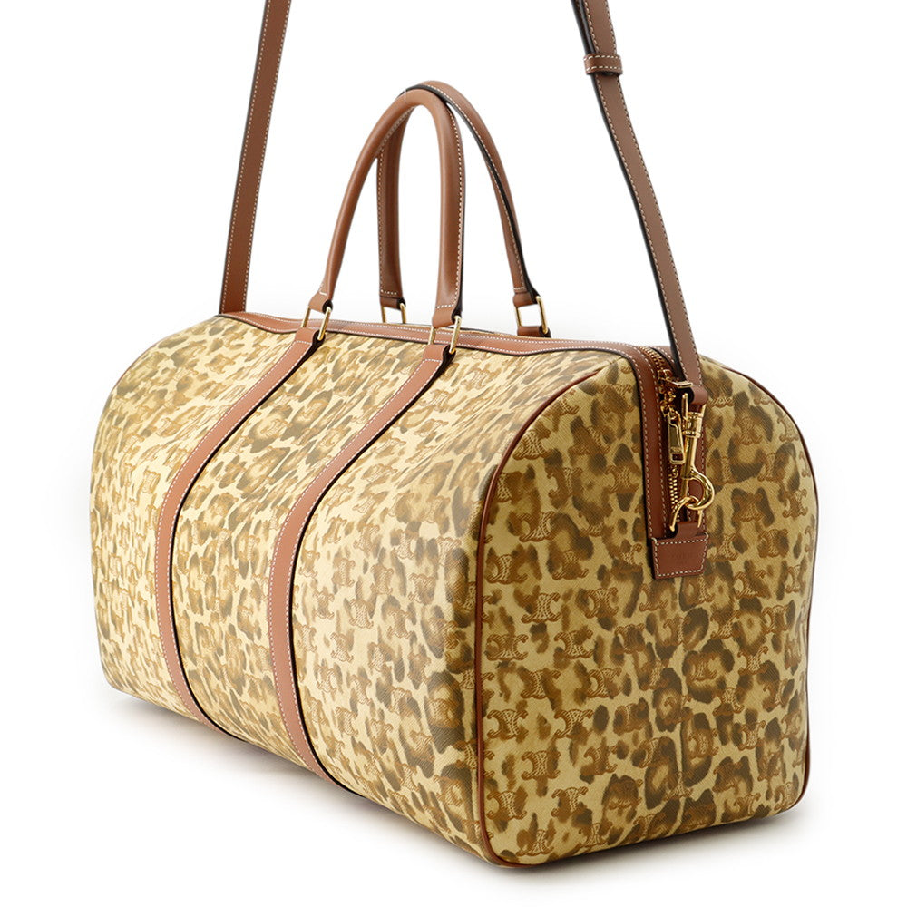 CELINE Leopard Travel Bag Brown PVC Leather