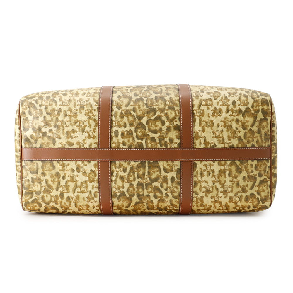 CELINE Leopard Travel Bag Brown PVC Leather