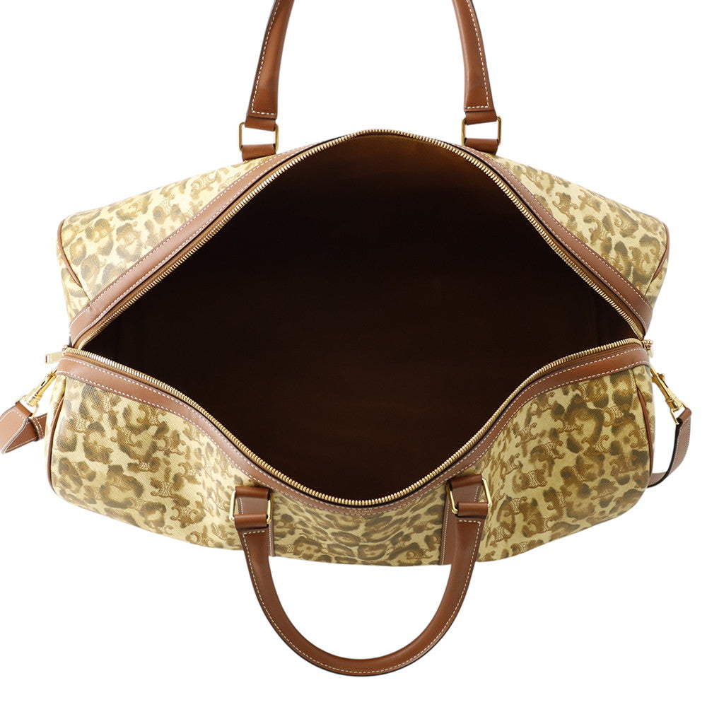CELINE Leopard Travel Bag Brown PVC Leather