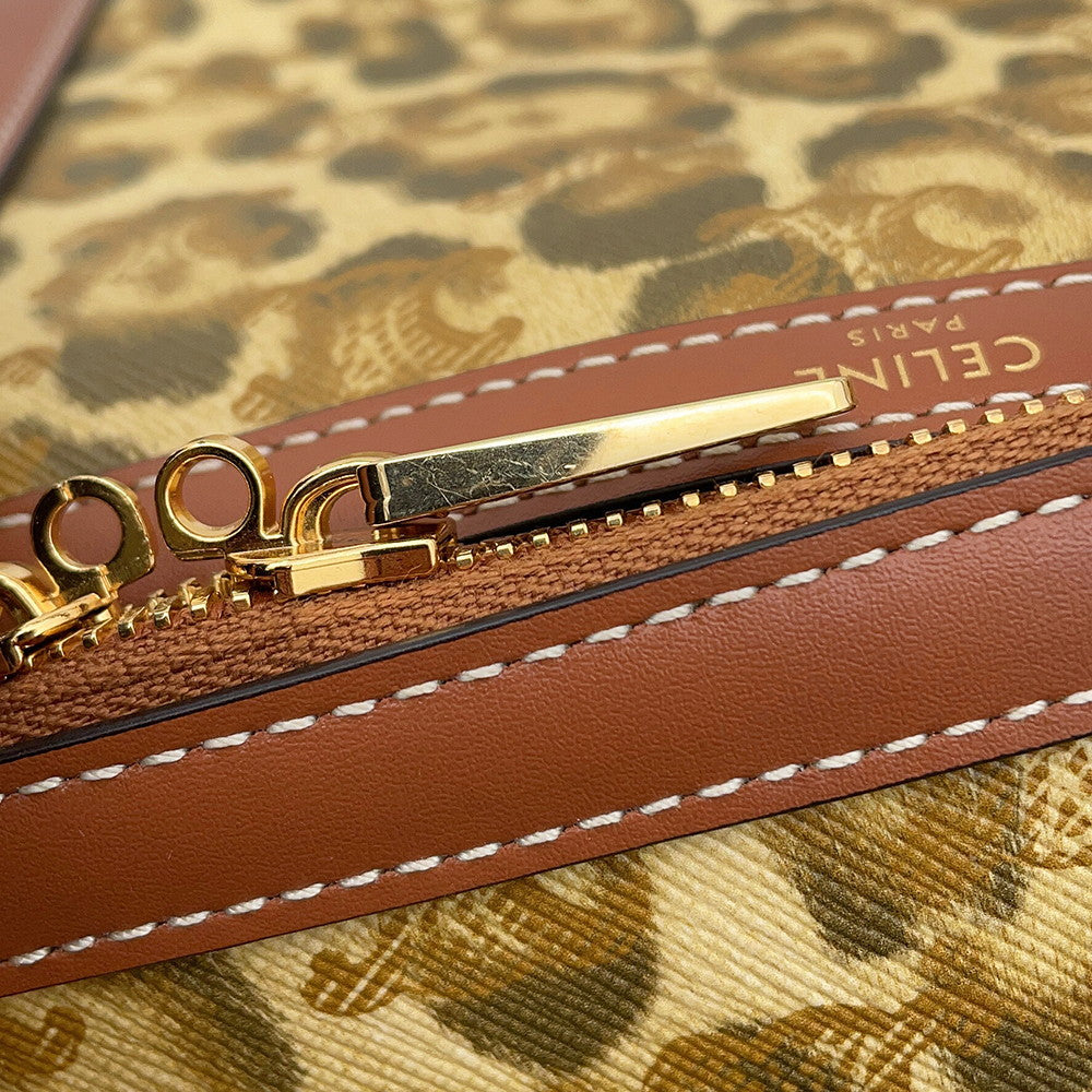 CELINE Leopard Travel Bag Brown PVC Leather