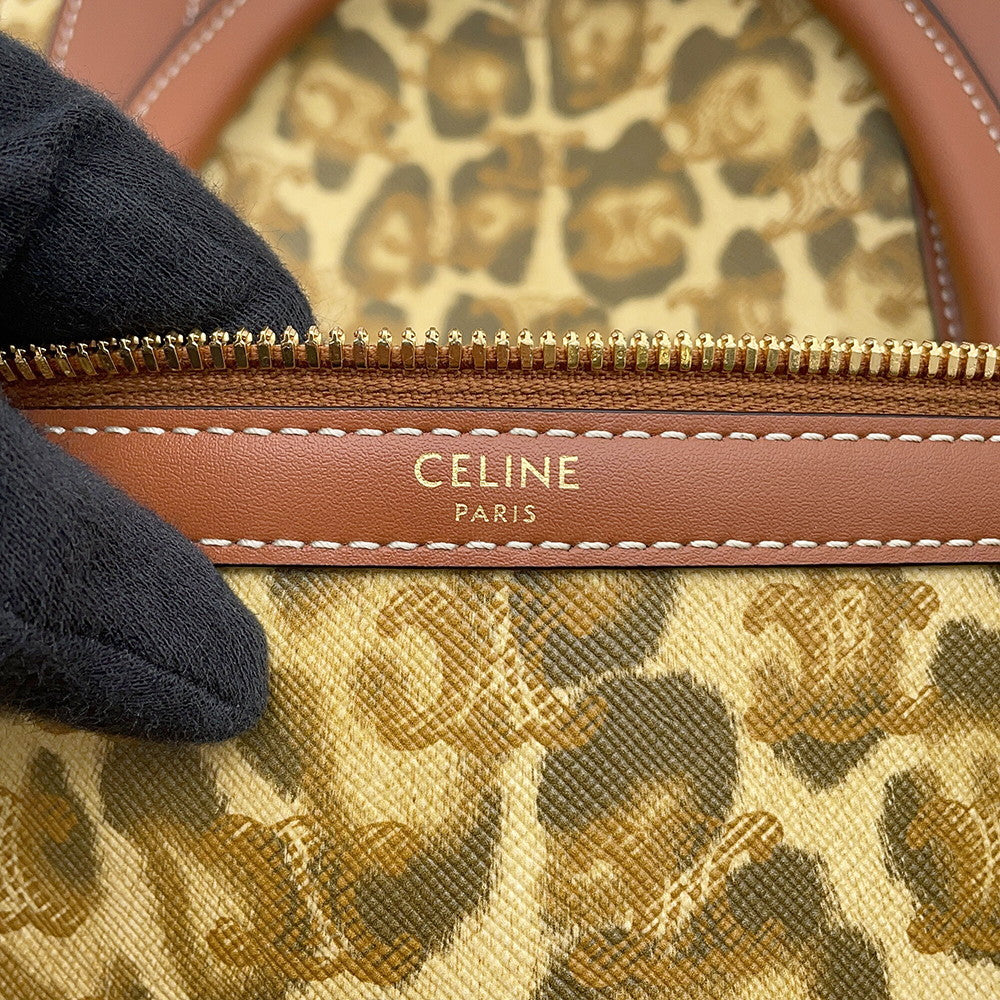 CELINE Leopard Travel Bag Brown PVC Leather