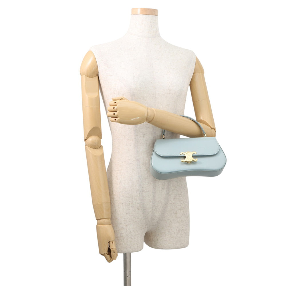 CELINE Laura 2WAY Handbag Ice blue119533 Leather