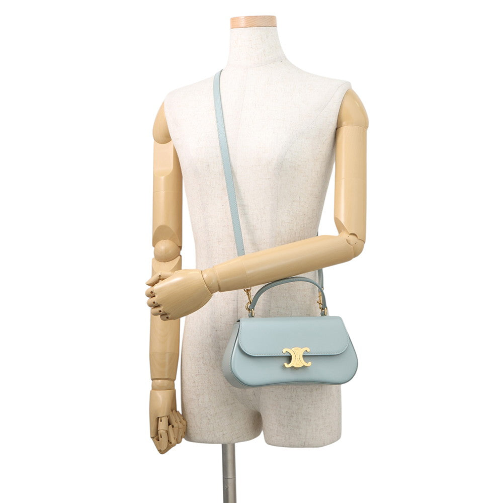 CELINE Laura 2WAY Handbag Ice blue119533 Leather