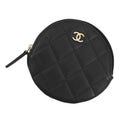 CHANEL Matelasse CC Logo Round Coin Purse BlackAP3594 Caviar Leather