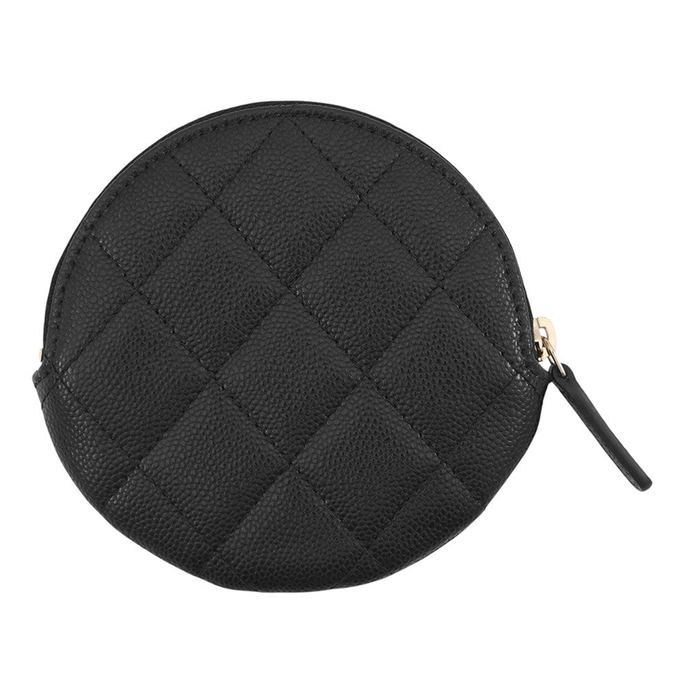 CHANEL Matelasse CC Logo Round Coin Purse BlackAP3594 Caviar Leather