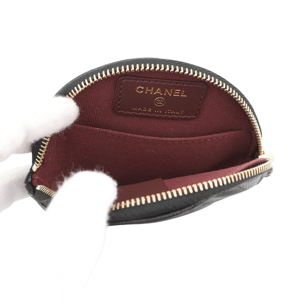 CHANEL Matelasse CC Logo Round Coin Purse BlackAP3594 Caviar Leather