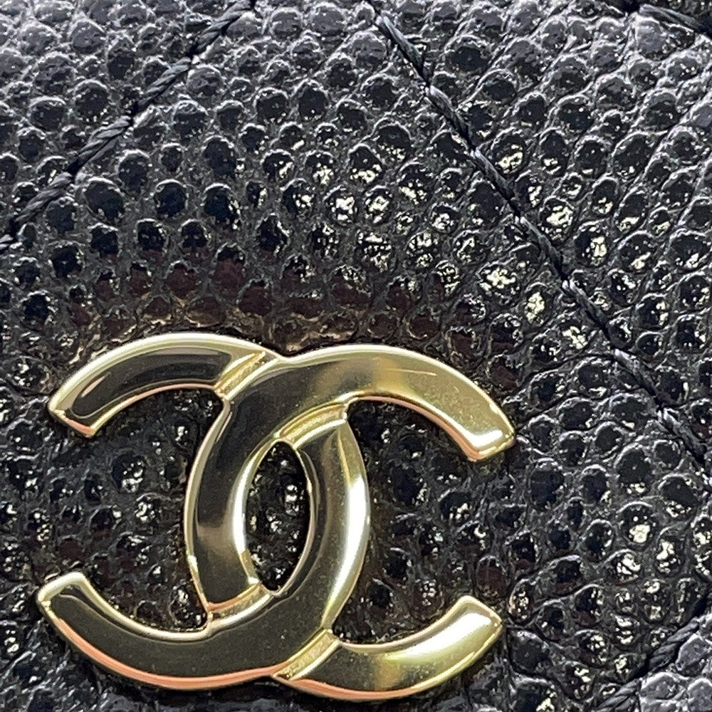 CHANEL Matelasse CC Logo Round Coin Purse BlackAP3594 Caviar Leather