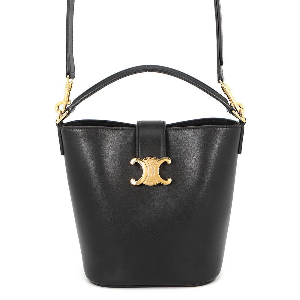 CELINE Triomphe Louise 2-Way Handbag Black119173FX9.38NO Calf Leather Size Small
