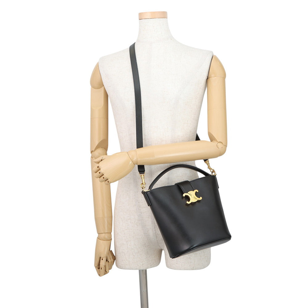 CELINE Triomphe Louise 2-Way Handbag Black119173FX9.38NO Calf Leather Size Small