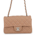 CHANEL Mini Matelasse ChainShoulder Bag Dark BeigeA69900 Lambskin Size 20