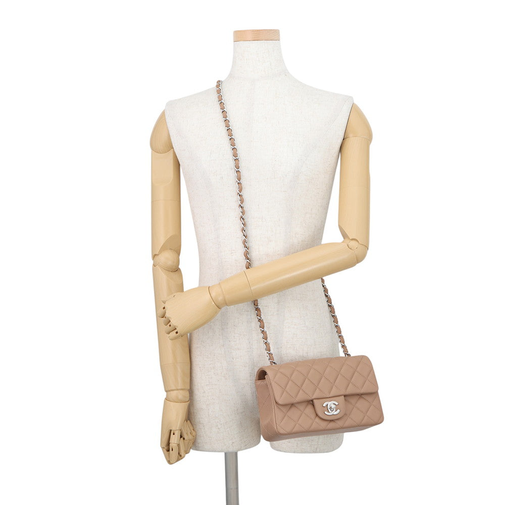 CHANEL Mini Matelasse ChainShoulder Bag Dark BeigeA69900 Lambskin Size 20