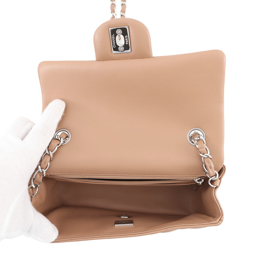CHANEL Mini Matelasse ChainShoulder Bag Dark BeigeA69900 Lambskin Size 20