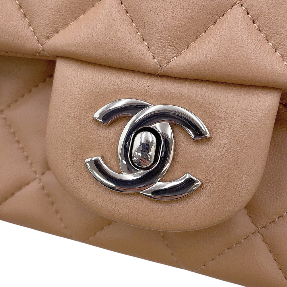 CHANEL Mini Matelasse ChainShoulder Bag Dark BeigeA69900 Lambskin Size 20
