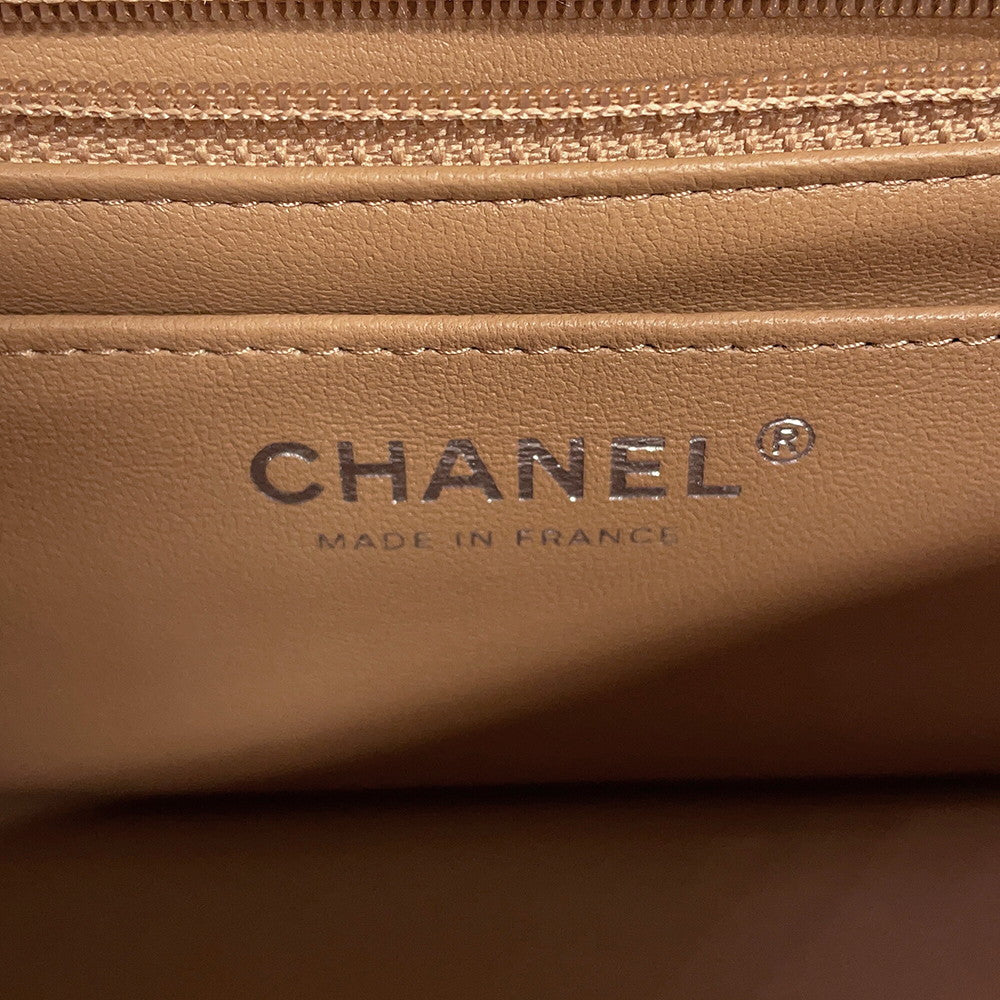CHANEL Mini Matelasse ChainShoulder Bag Dark BeigeA69900 Lambskin Size 20
