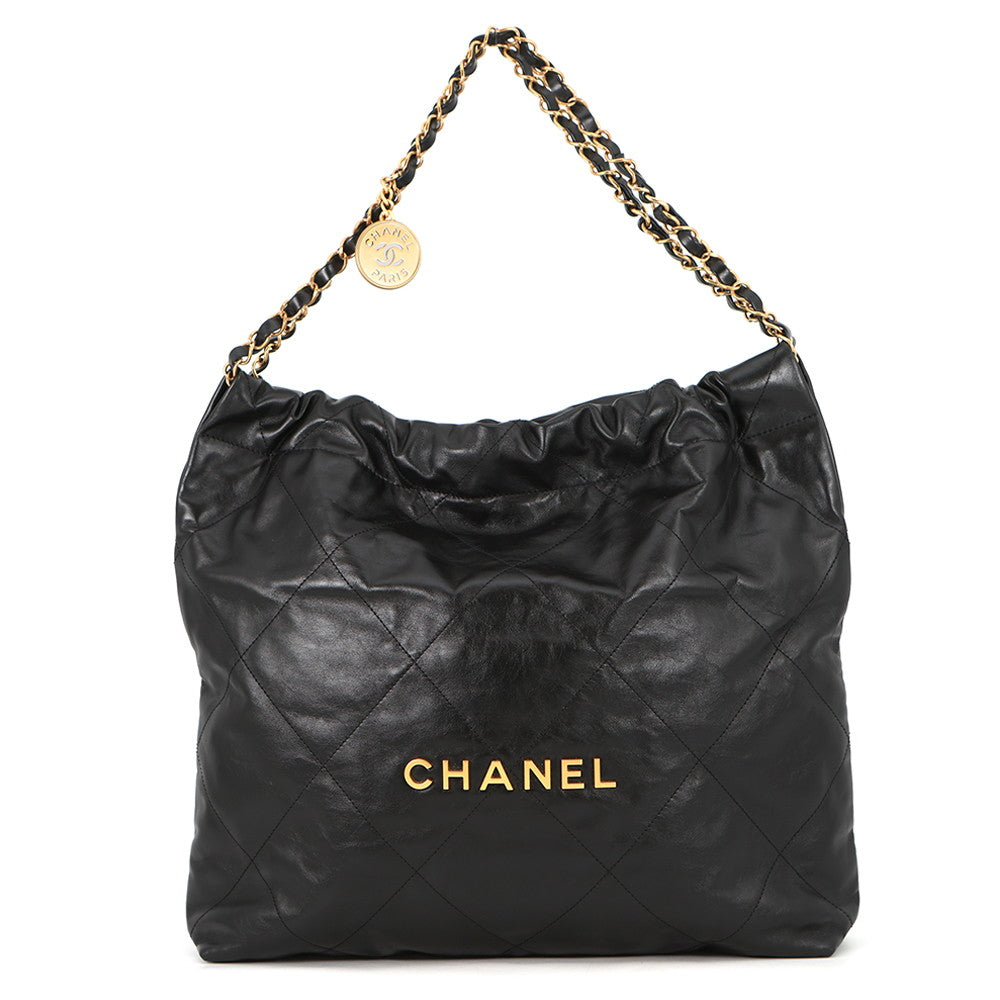 CHANEL CHANEL22 ChainShoulder Bag BlackAS3261 Shiny Calf Leather Size Medium