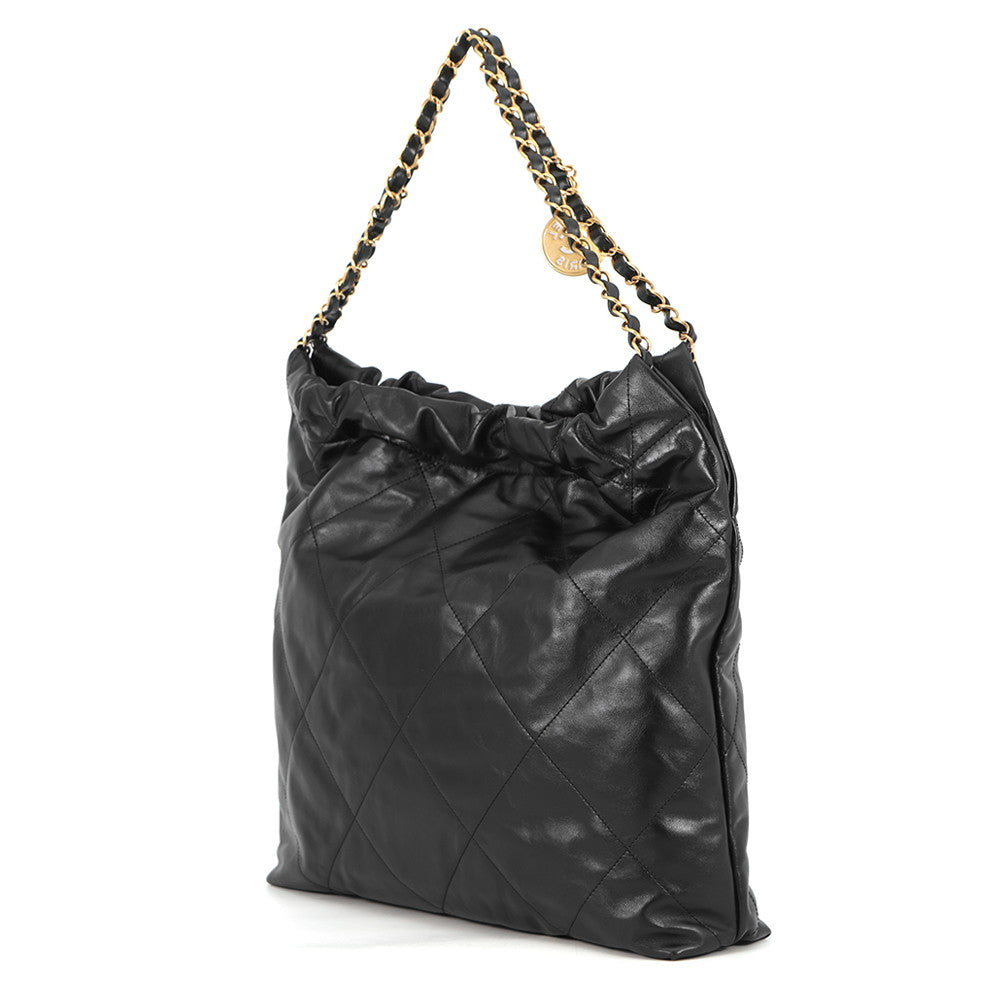 CHANEL CHANEL22 ChainShoulder Bag BlackAS3261 Shiny Calf Leather Size Medium