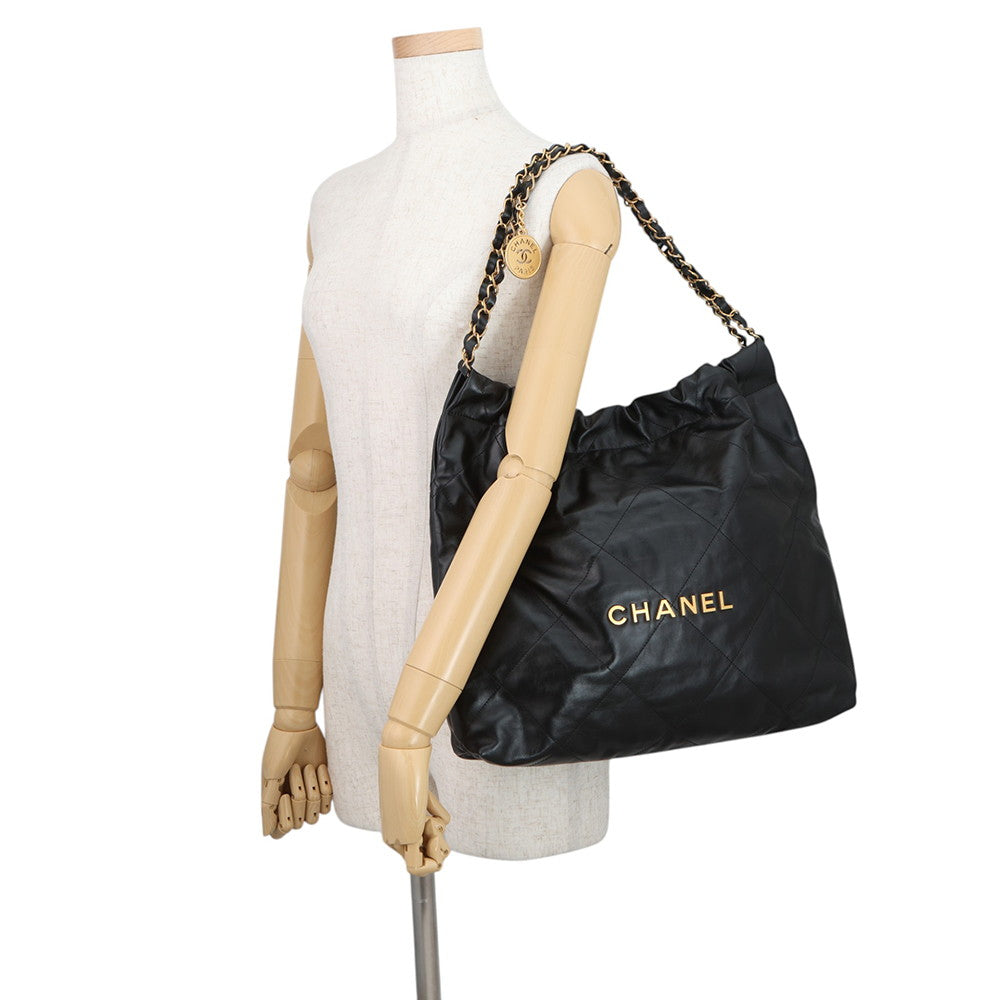 CHANEL CHANEL22 ChainShoulder Bag BlackAS3261 Shiny Calf Leather Size Medium