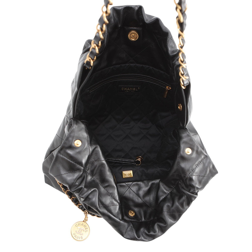 CHANEL CHANEL22 ChainShoulder Bag BlackAS3261 Shiny Calf Leather Size Medium