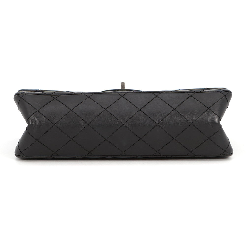 CHANEL 2.55 Double Flap Chain Shoulder Bag BlackA37586 Aged Calf Leather Size 24