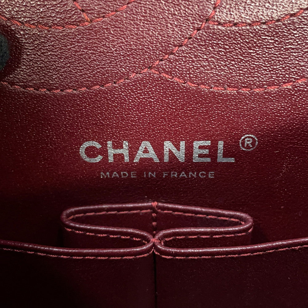 CHANEL 2.55 Double Flap Chain Shoulder Bag BlackA37586 Aged Calf Leather Size 24