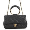 CHANEL Matelasse Top Handle ChainShoulder Bag BlackAS1358 Lambskin