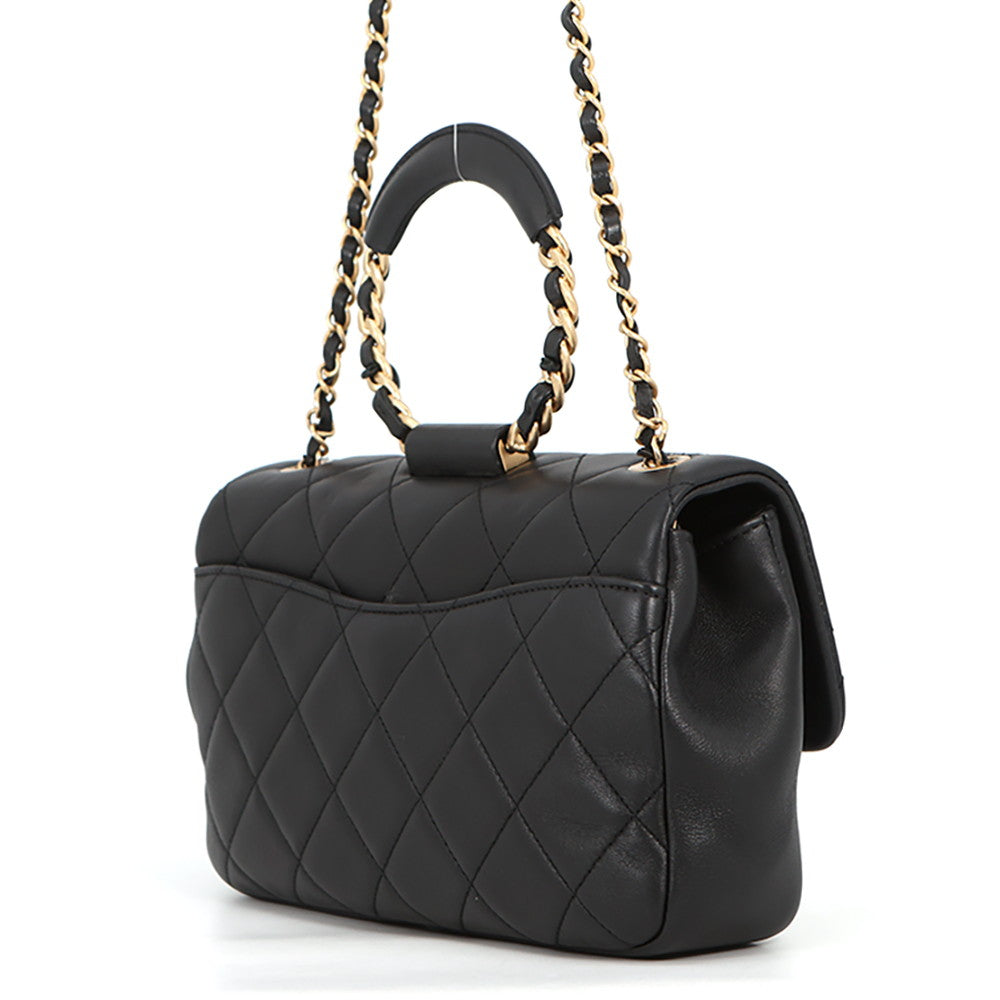 CHANEL Matelasse Top Handle ChainShoulder Bag BlackAS1358 Lambskin