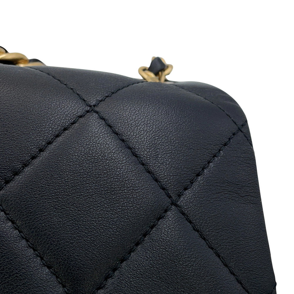 CHANEL Matelasse Top Handle ChainShoulder Bag BlackAS1358 Lambskin