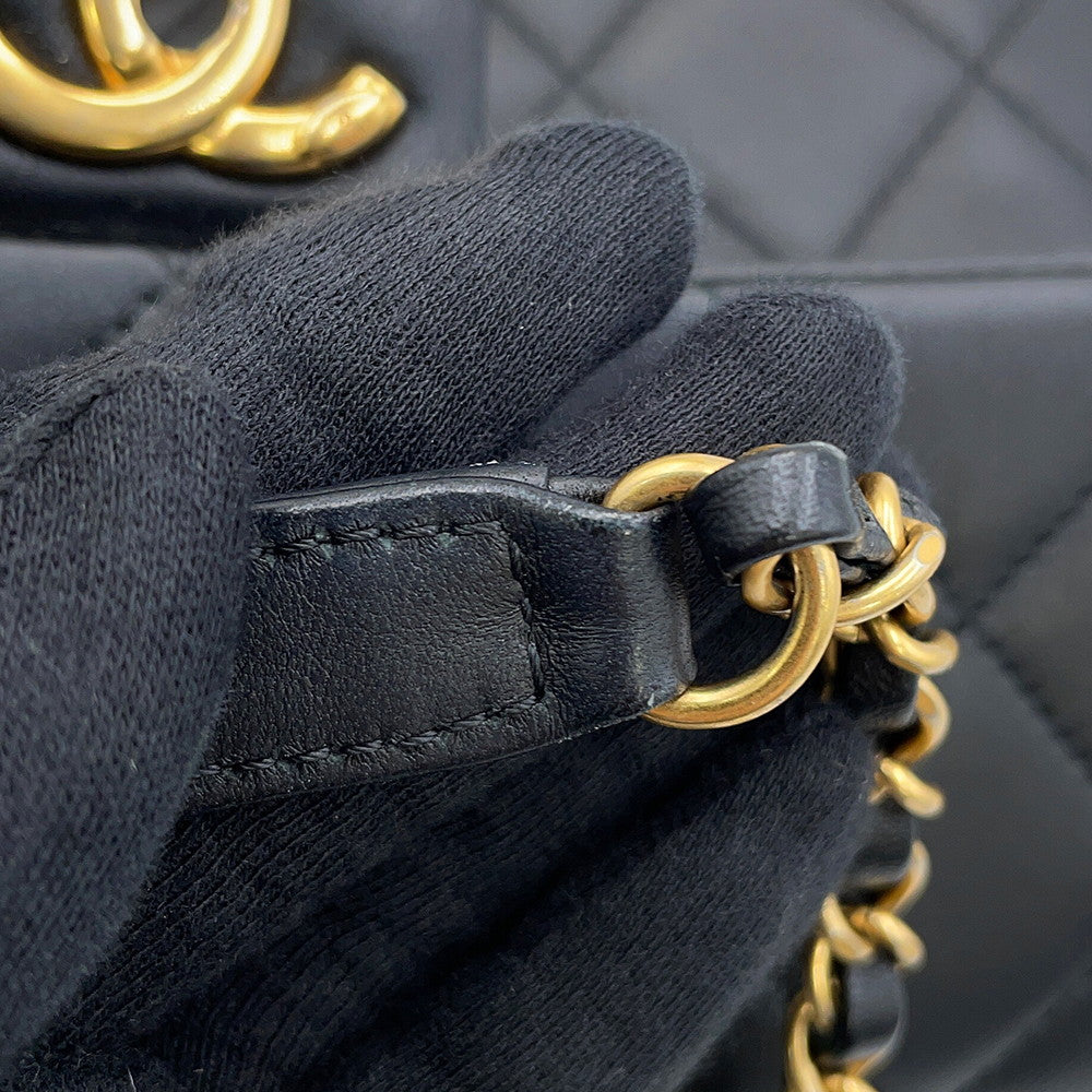 CHANEL Matelasse Top Handle ChainShoulder Bag BlackAS1358 Lambskin