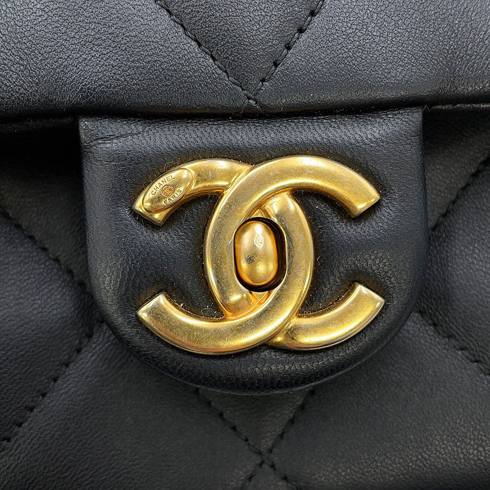 CHANEL Matelasse Top Handle ChainShoulder Bag BlackAS1358 Lambskin