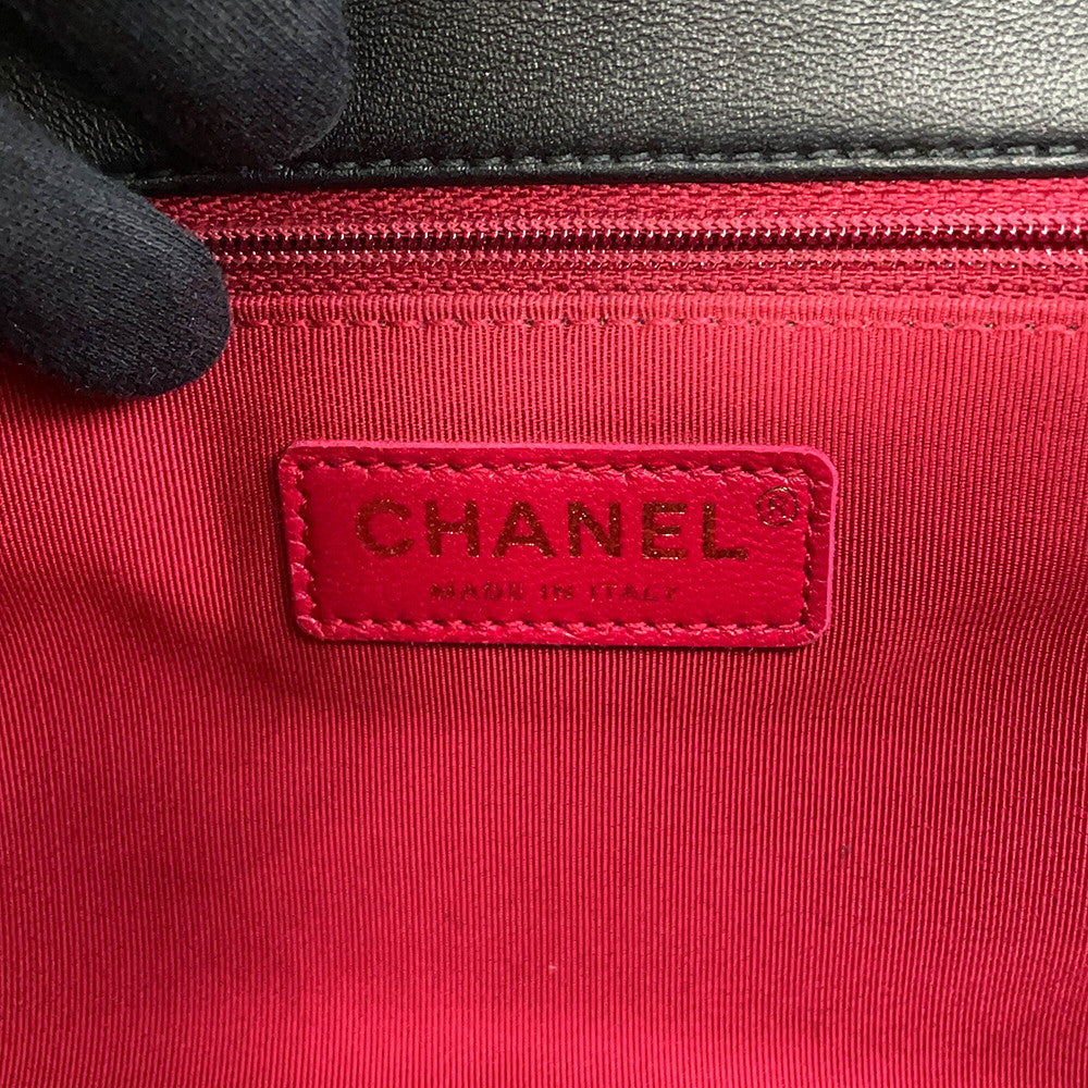 CHANEL Matelasse Top Handle ChainShoulder Bag BlackAS1358 Lambskin