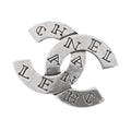 CHANEL CC Logo Brooch Silver Metal