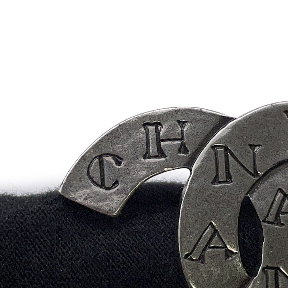 CHANEL CC Logo Brooch Silver Metal