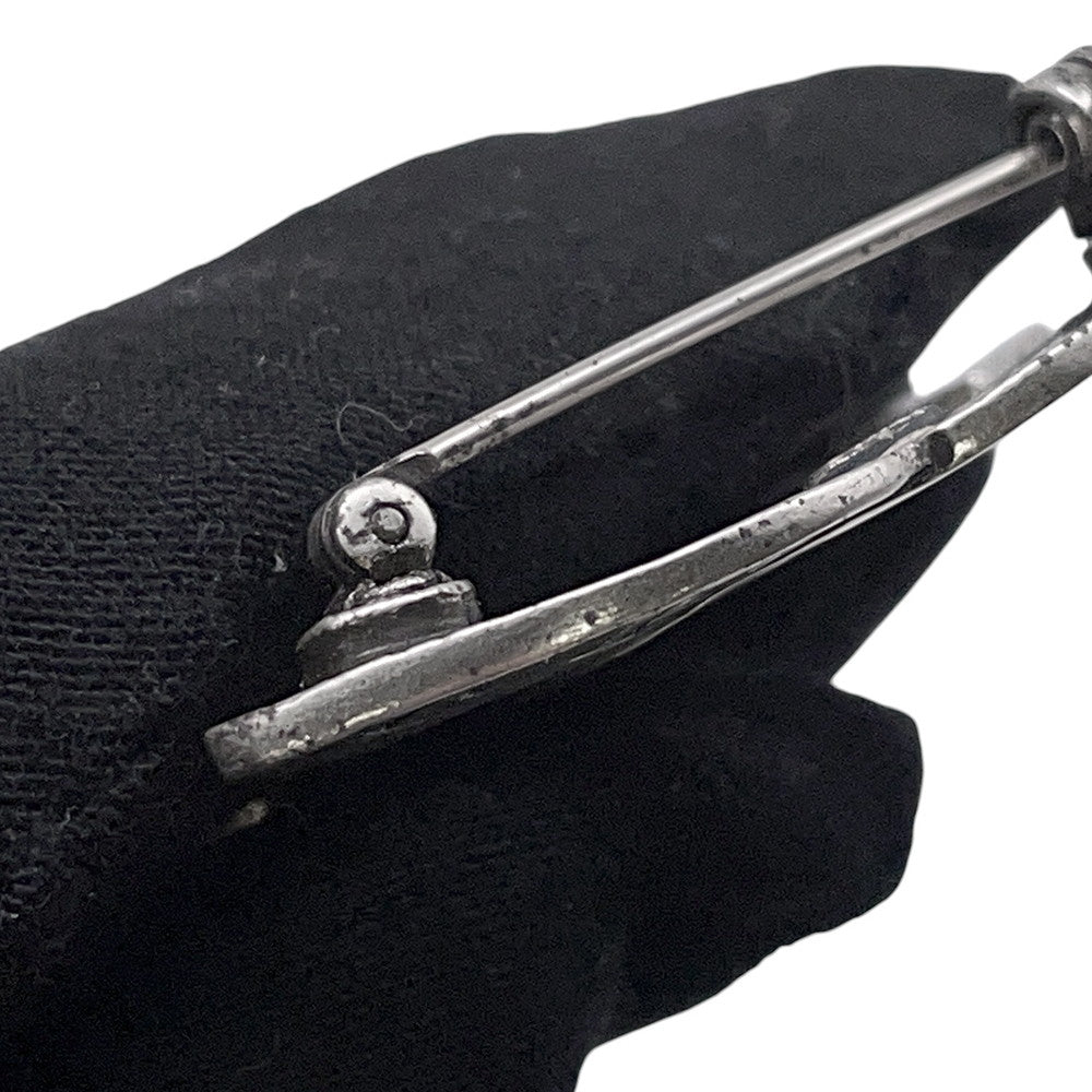CHANEL CC Logo Brooch Silver Metal
