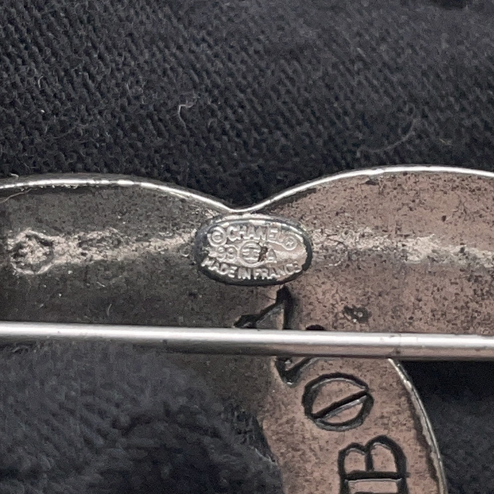 CHANEL CC Logo Brooch Silver Metal