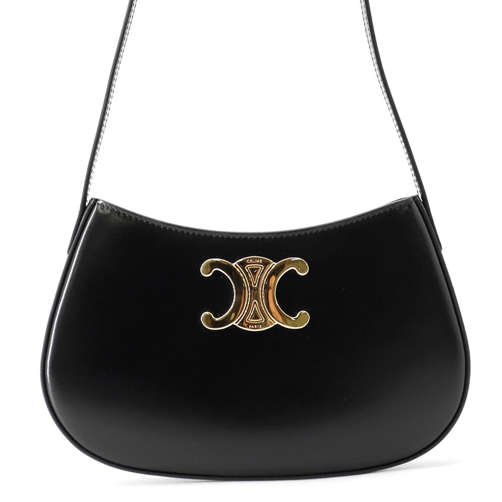 CELINE Triomphe Tilley Bag Black115703 Leather Size Medium