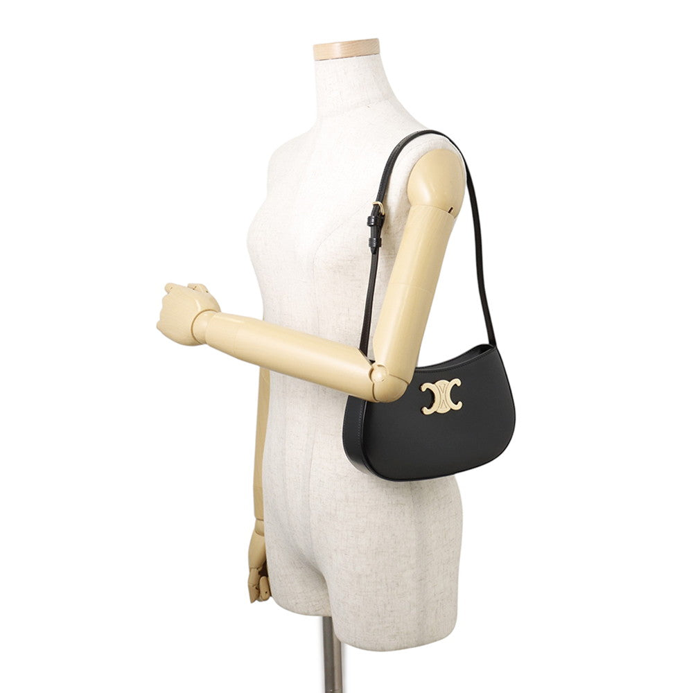 CELINE Triomphe Tilley Bag Black115703 Leather Size Medium