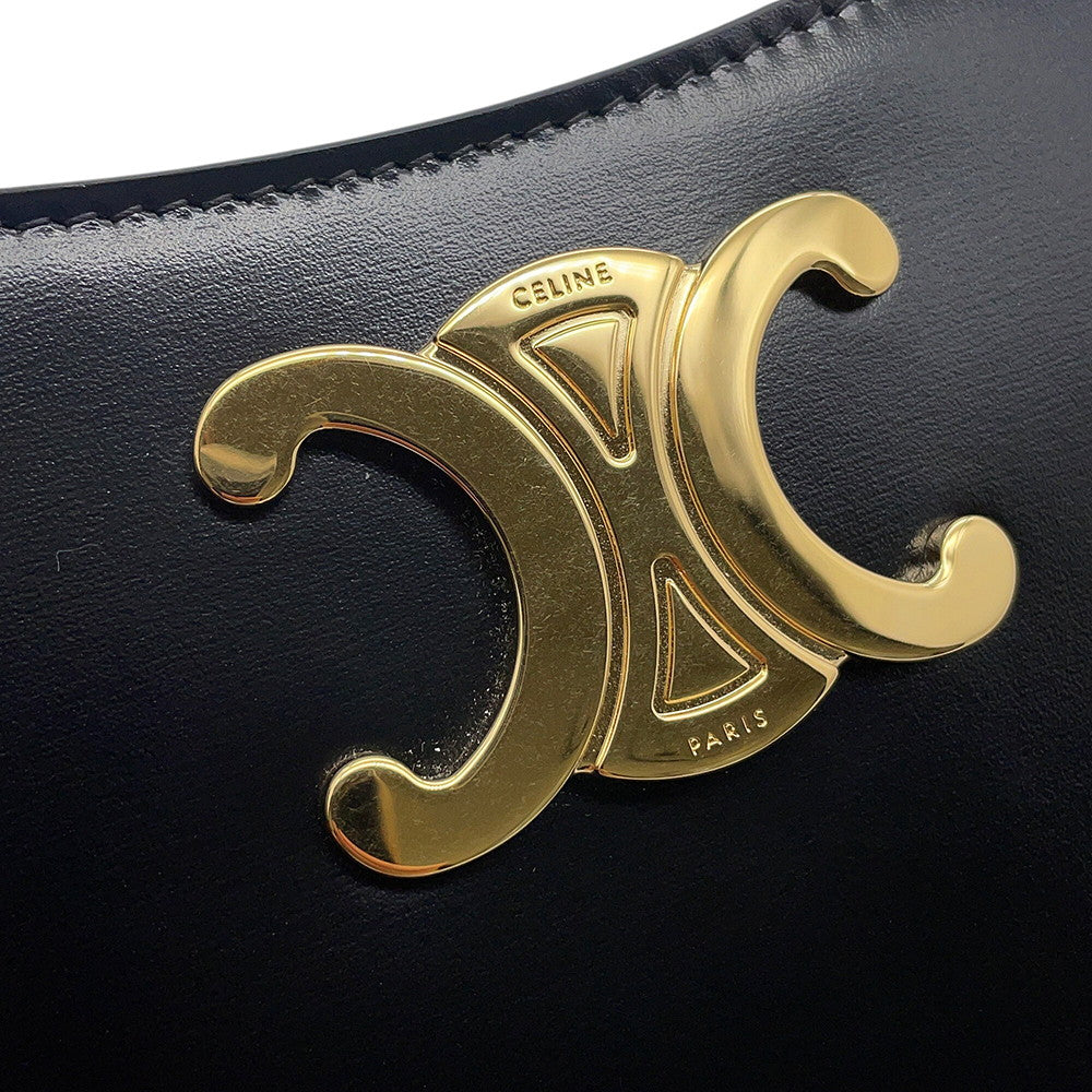 CELINE Triomphe Tilley Bag Black115703 Leather Size Medium