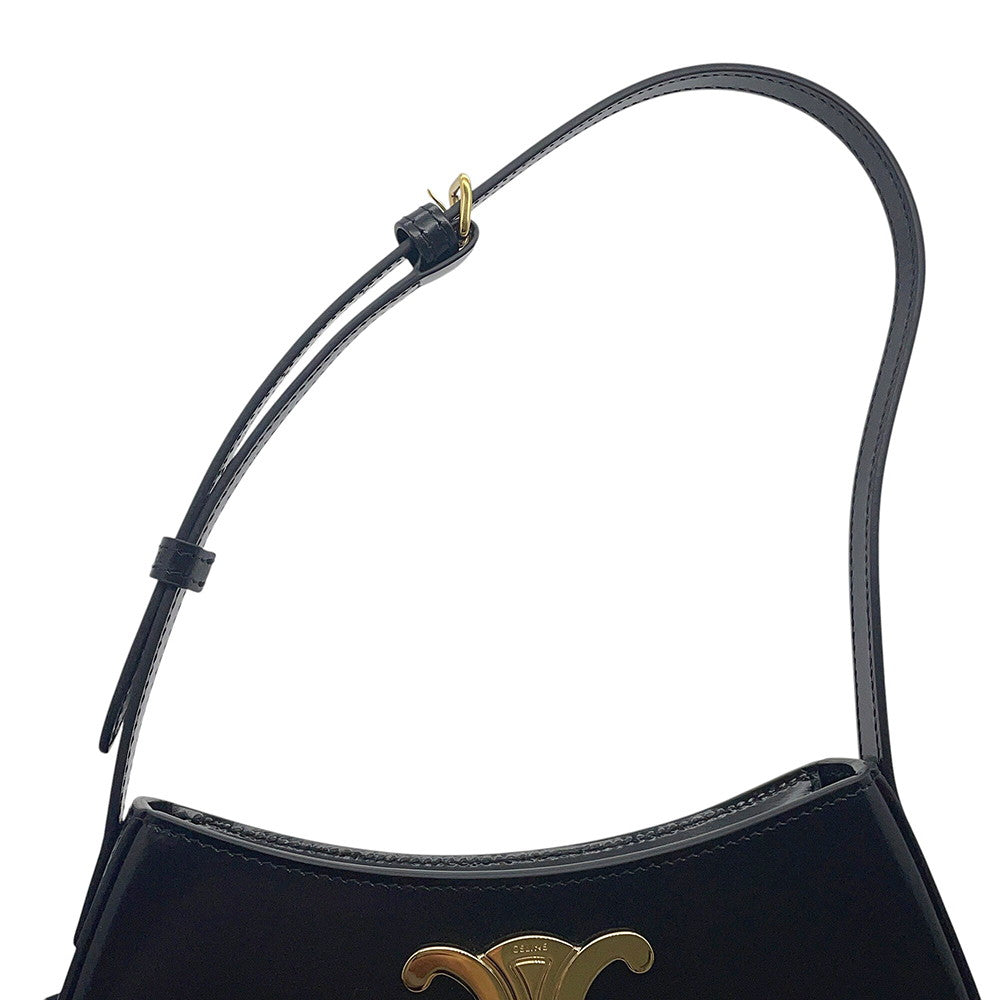 CELINE Triomphe Tilley Bag Black115703 Leather Size Medium