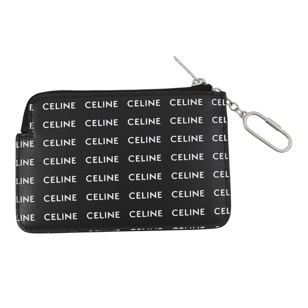 CELINE Logo Card Case Black/White10B772 PVC
