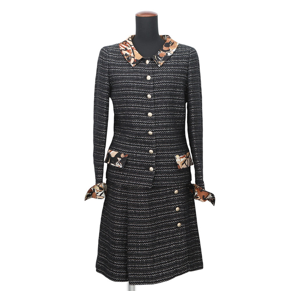 CHANEL Tweed Setup Size 36 Black/BeigeP25499W03501 Cotton Lin