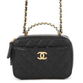 CHANEL Matelasse Logo Handle 2-Way Shoulder Bag BlackAS3222 Caviar Leather