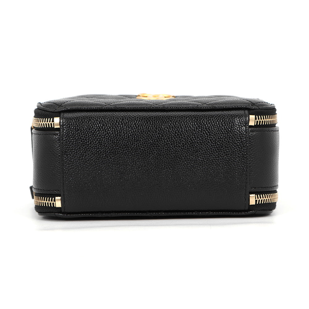 CHANEL Matelasse Logo Handle 2-Way Shoulder Bag BlackAS3222 Caviar Leather