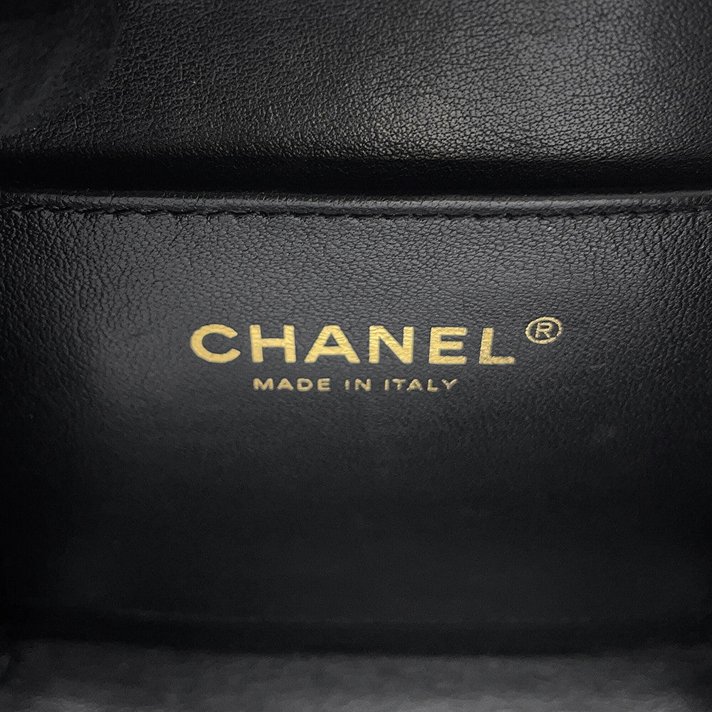 CHANEL Matelasse Logo Handle 2-Way Shoulder Bag BlackAS3222 Caviar Leather